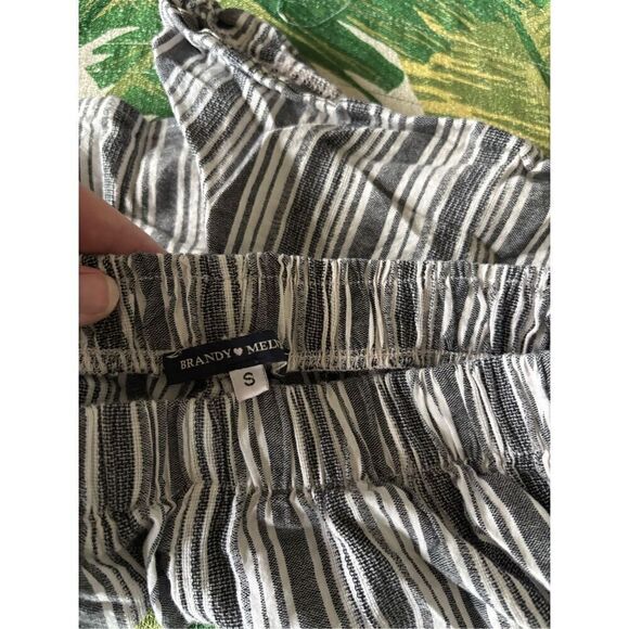 Brandy Melville black white stripe shorts size small 100% cotton elastic waist - Picture 5 of 6
